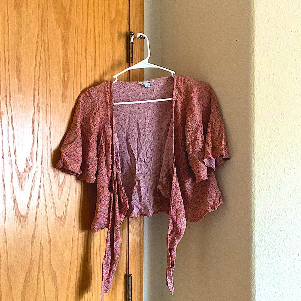 Floral American Eagle Crop Top